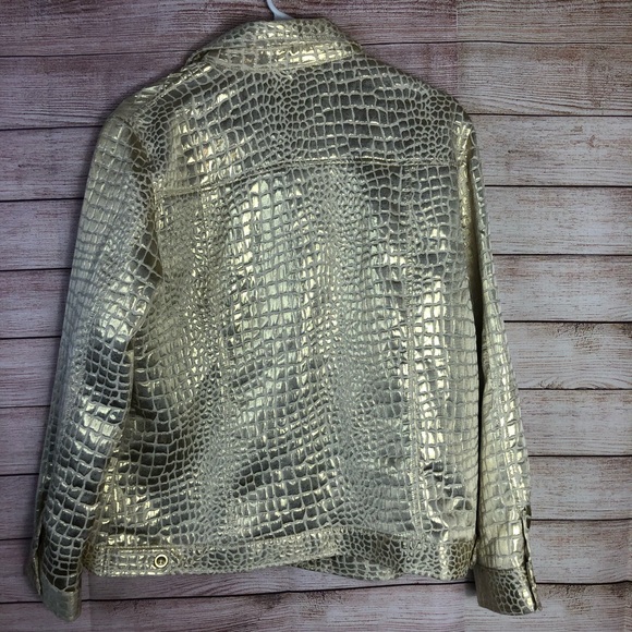 Attyre Gold Metallic Reptile Print Line Jacket SzL - Picture 6 of 6